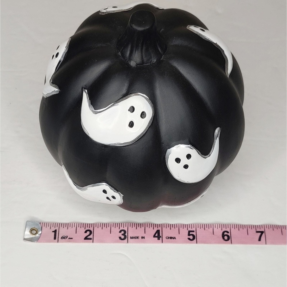 Novogratz Ghost Matte Black Pumpkin Shaped Halloween Tabletop Decor - Picture 3 of 6